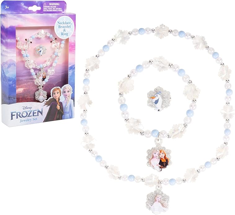 LUV HER Girls Jewelry Set - Dress Up Toy Jewelry Box Set with Bead Necklaces, Bracelets, and Rings - Frozen Play Accessories - Ages 3+
