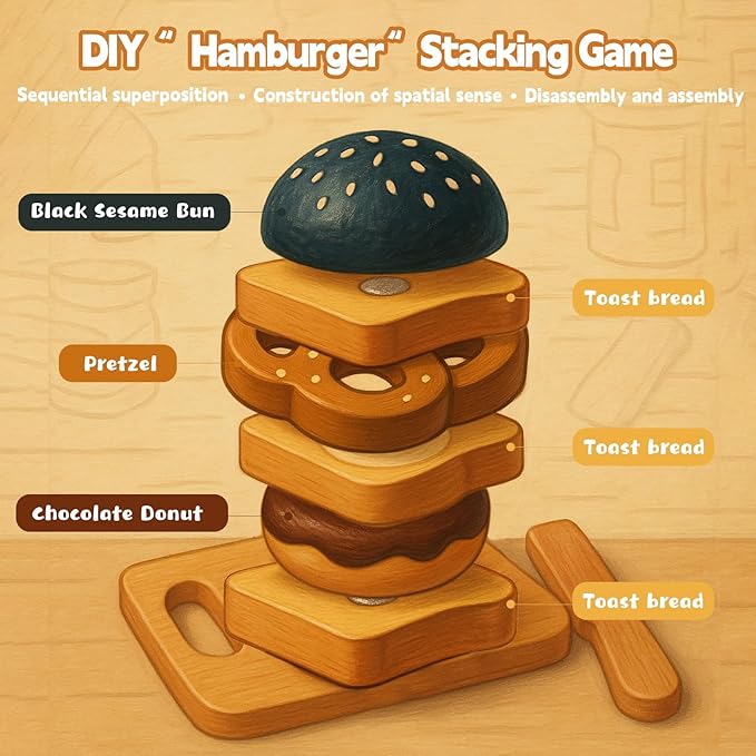 Wooden Food for Play Kitchen 18 PCS Play Food Set for Kids Kitchen Play Kitchen Food with Storage Bag Wooden Bakery Pretend Food Toy for Birthday Gift