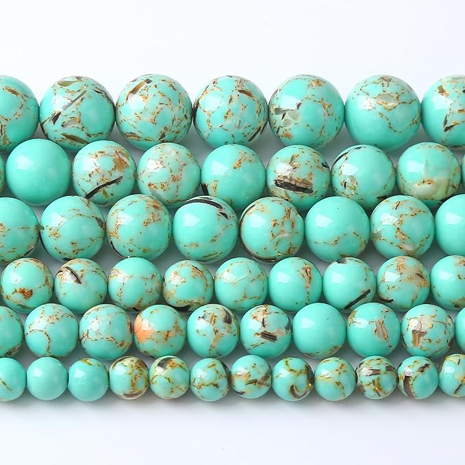 10MM 38PCS Peacock Blue Shell Turquoise Spacer Loose Beads for Jewelry Making DIY Bracelet Necklace