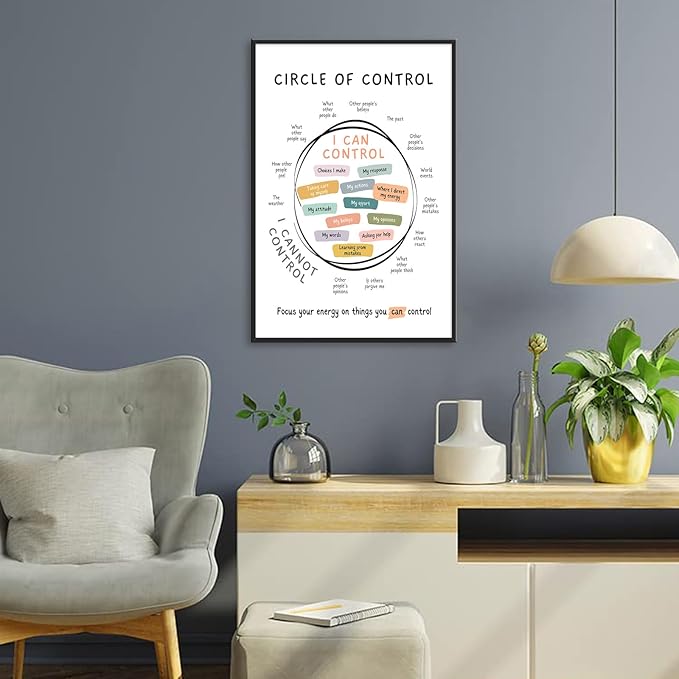 Circle Of Control Poster What I Can And Cannot Control Therapy Office Wall Art Kids Mental Health Poster Calm Down Corner School Decor 16x24in BlackFramed