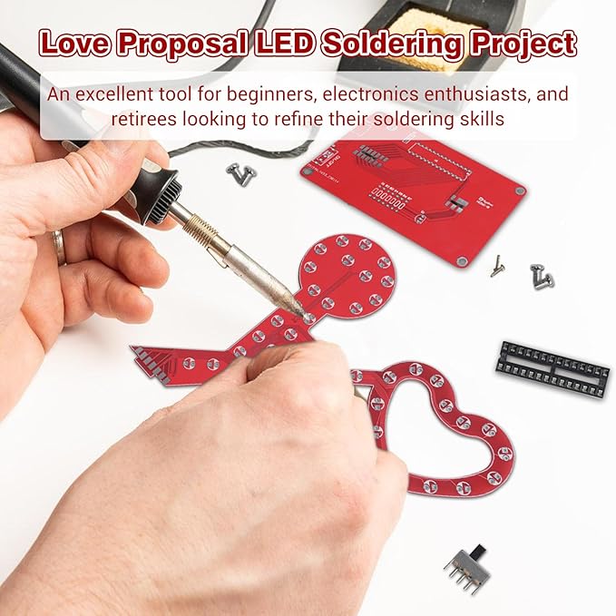 Soldering Learning Kit, ICSTATION Give You My Heart LED Soldering Project Love Proposal RGB LED Light Soldering Practice Kit for Beginners Diyers Student Education and Perfect Present for Father's Day