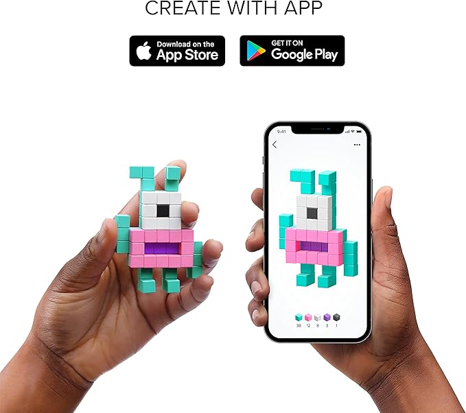 PIXIO Mini Safari - Magnetic Blocks Building Toys in Pixel Art Style - Arts and Crafts Kids Toys - Building Blocks - Learning Toys