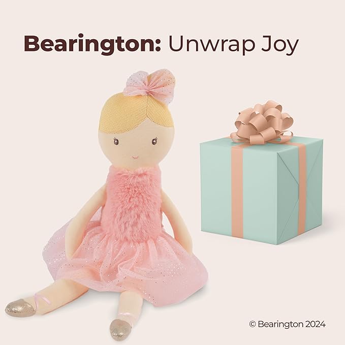 Bearington Collection Plush Ballerina Doll Soft Ballet Stuffed Animals - Dance Recital Gifts for Girls - Blondie 16.5"