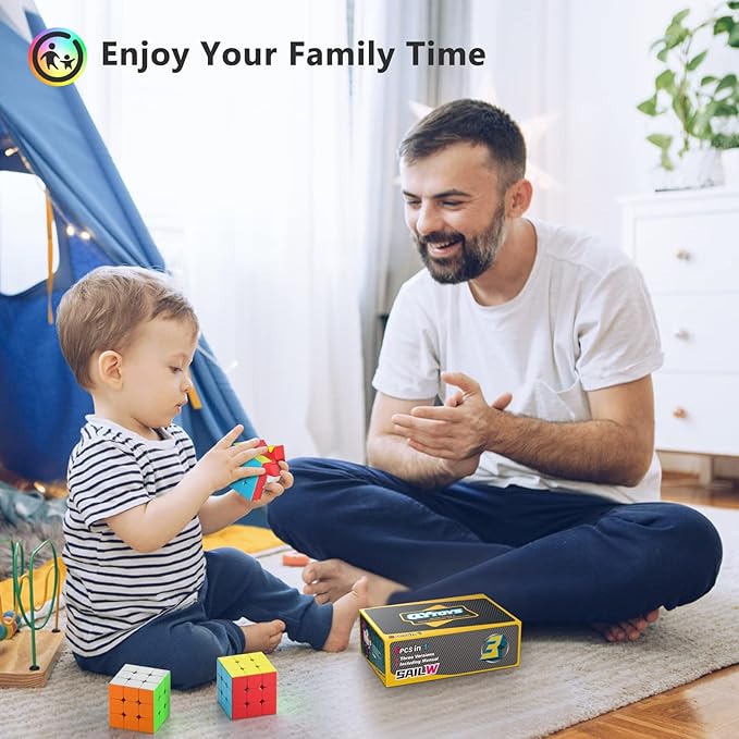 Full Size 3x3x3 Speed Cube Set, 2.2in Puzzle Party Favors Toy Stickerless Magic Cube Set, School Classroom Prize for Students, Birthday Party Stocking Stuffers Gifts for Kids Teens Adults(6 Pack)