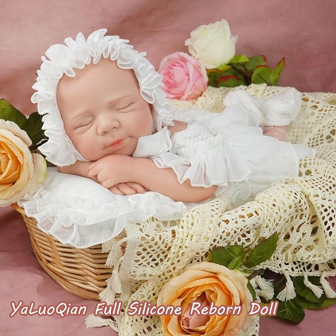 Full Silicone Reborn Baby Doll, 20 Inch Lifelike Newborn Girl, Reborn Baby Dolls Silicone Full Body Sleeping for Therapy & Memory Keepsake