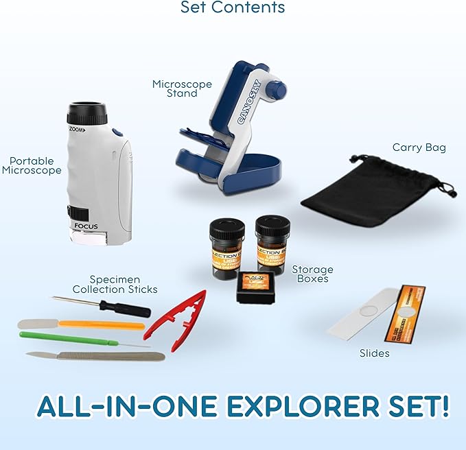 Microscope for Kids, 60x-120x, Kids Microscope, Science Toys, Science Kits, Handheld, Pocket Miniscope, Portable Mini Scope, Explorer Set, Gift