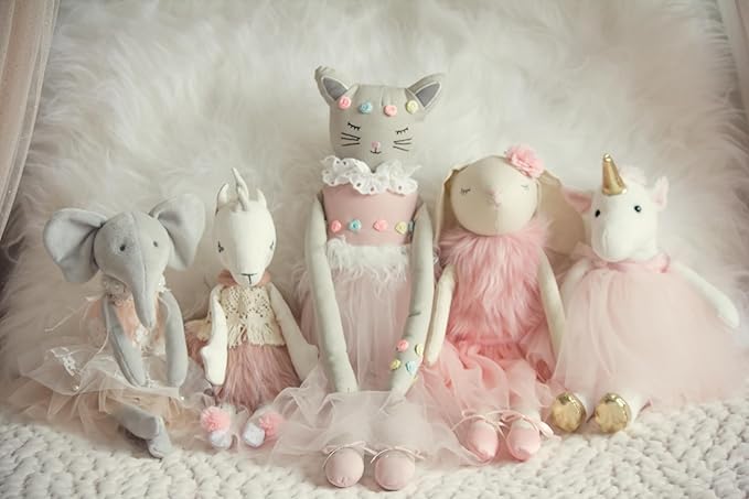 Ella The Unicorn Premium Quality Stuffed White Unicorn Plush Doll with Golden Horn, Hooves & Flowing Pink Mane & Soft Tail | Playable Toy with Movable Legs with Huggable Arms