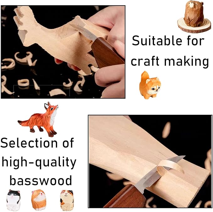 19PCS Basswood Carving Blocks, 3 Sizes Whittling Wood Blocks, Unfinished Craft Wood for Wood Carving, Kids and Adults