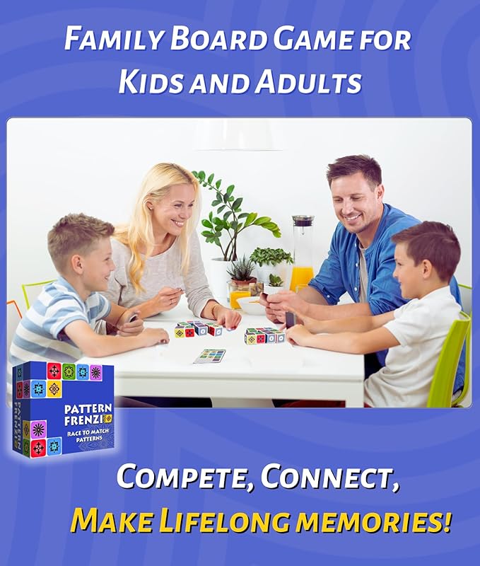 Pattern Matching Board Game for Kids & Adults, Family Night Board Games, Block Puzzle Games for Kids, Ages 3+ to 99 yrs, Play 1 to 5 Players, for Birthdays, Premium Quality Solid Wood