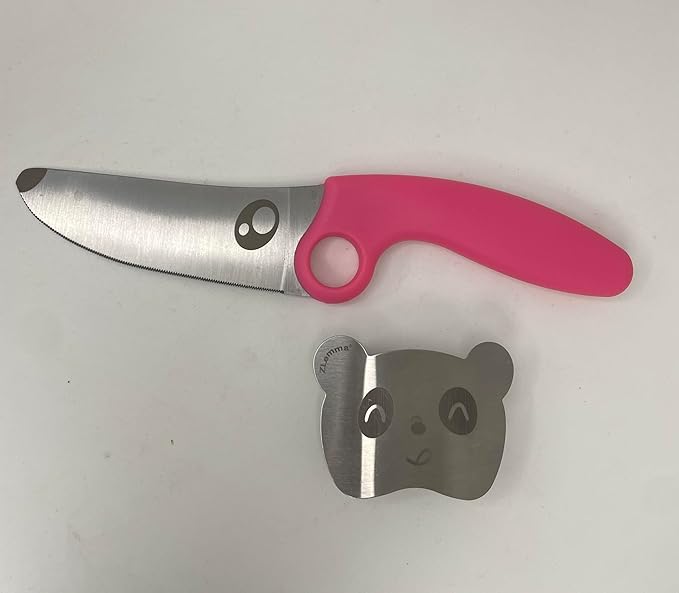 Toddler Knife Set for Real Cooking Montessori Kitchen Tool, Nylon Handle & Stainless Steel Blade Safe Edge for Beginner Training Cutting Knives Set (Pink)