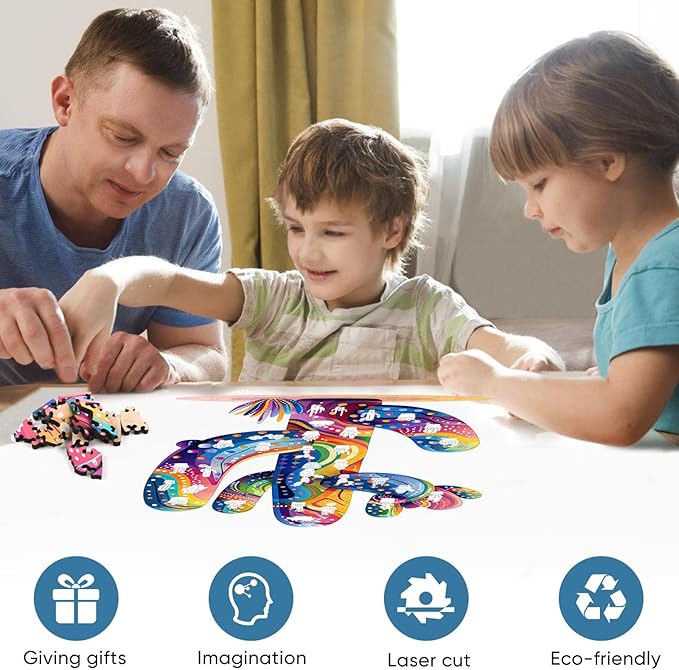 delobil Colorful Cactus Wooden Puzzles, 300 Pieces Jigsaw Puzzles 12.2'' x15.4'', Unique Design Liberty Wooden Puzzles for Adults and Kids, Family Game Gift Royal Size