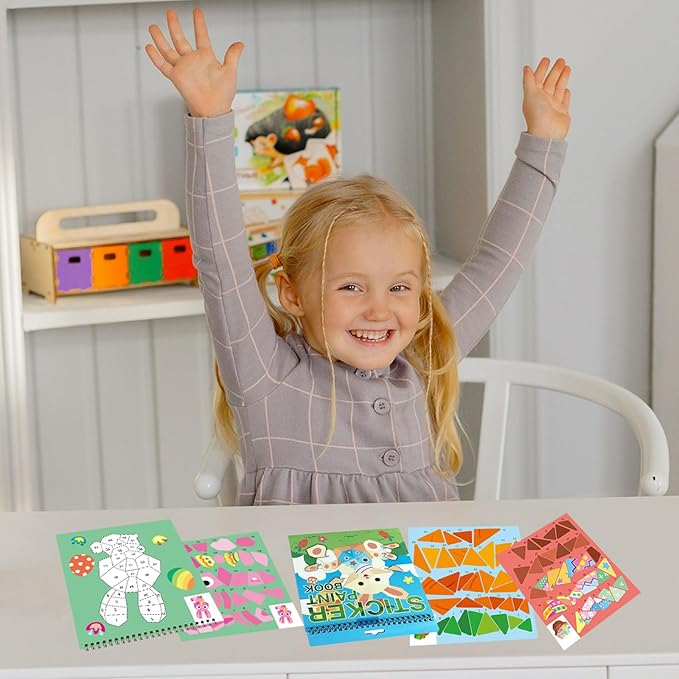 AEAHALY Easter Sticker Book Crafts for Kids Ages 4-8 Reusable Sticker Paint Books Basket Stuffer Gift Party Favors Include Bunny Egg Carrot Chick Gnome and More Designs Create Festival Atmosphere