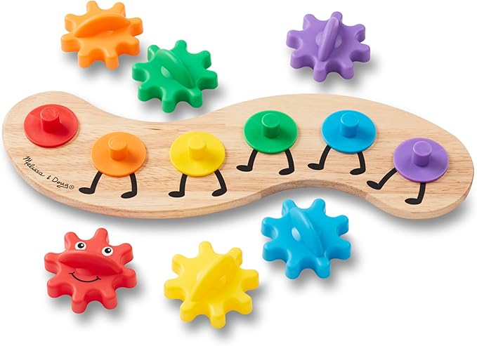 Melissa & Doug Rainbow Caterpillar Gear Toy with 6 Interchangeable Gears