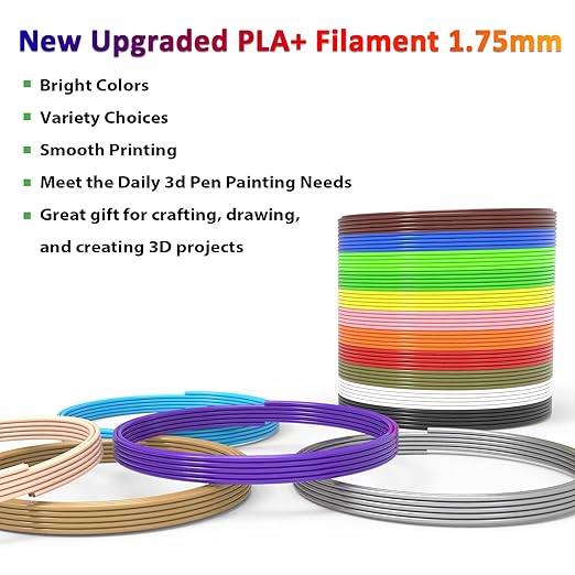 3D Pen Filament 160 Feet, 16 Colors, Each Color 10 Feet, 250 Stencils eBooks - 3D Printer Pen Refill PLA 1.75mm, Compatible with MYNT3D, SCRIB3D, PIKA3D Super and Pro Pen