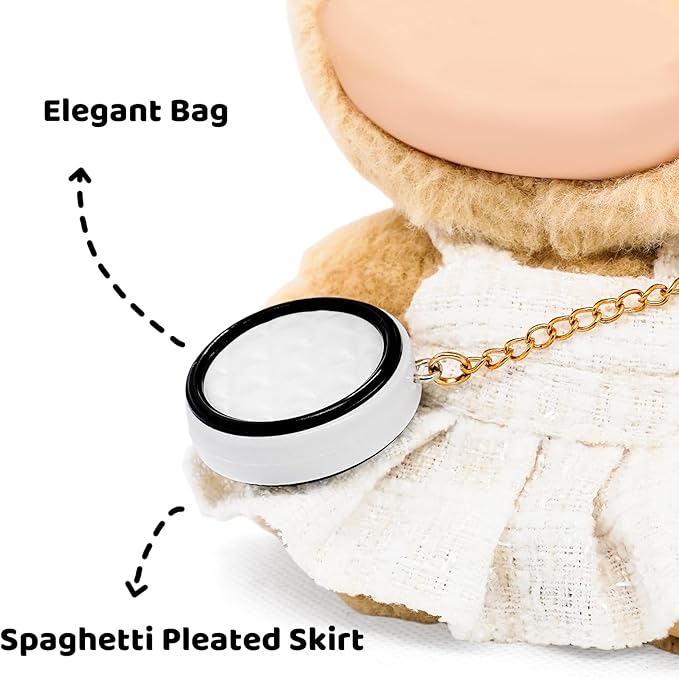17cm Doll Clothes - Premium Handmade Clothes 3 Piece Set Bowknot & Bag & Dress Adjustable Doll Outfit - Luxury Chic Style Set High-End Fashion Accessories (No Doll) - White Bow Set