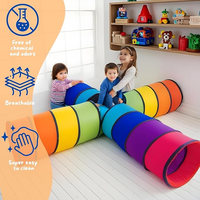 XXL Tunnel for Kids 98 in. | Tunnel Tent for Toddlers | 4X Play Tunnels for Children | Colorful Pop Up Crawl Tunnel | Collapsible Gift for Boy and Girl Indoor and Outdoor Game