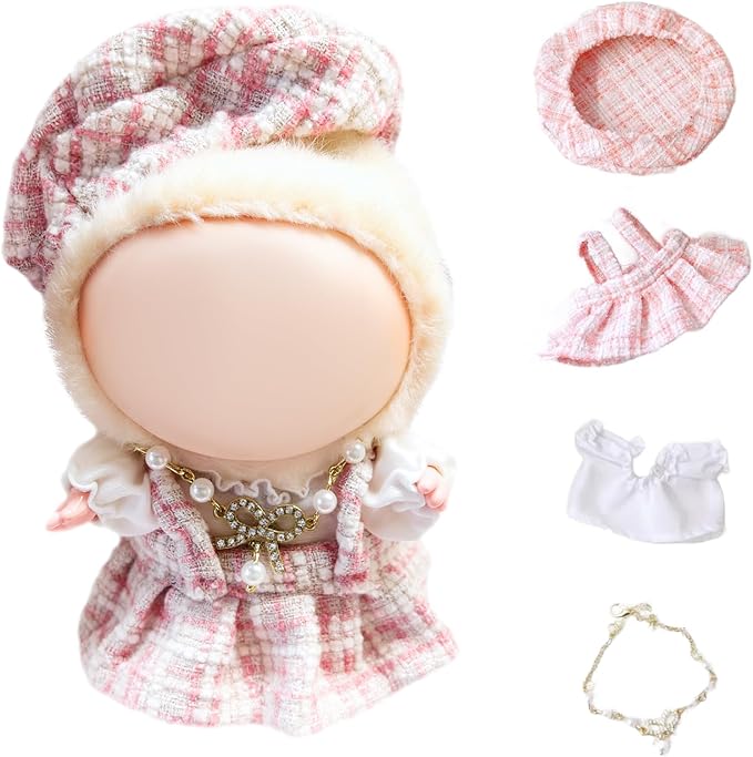 Doll Clothes,17cm/15cm Dolls Outfit Set,Dress for Doll,Stylish Clothes Set Dress Up (No Doll) (Pink)