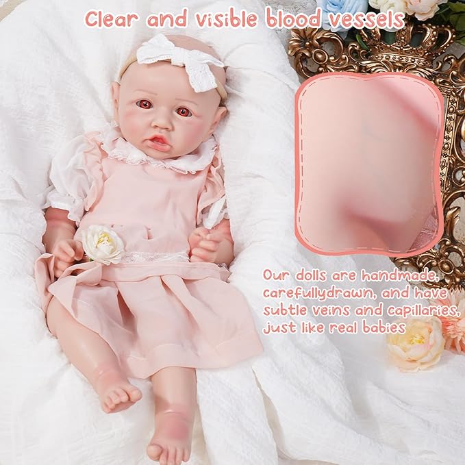 Reborn Baby Dolls Silicone Full Body 19.88in Weighted Real Life Open-Eyes Girl Dolls Lifelike Newborn Baby Soft Body Flexible Limbs Not Vinyl