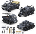 4 IN 1 WW2 Army Tanks Toy Building Block Set(1089 Pcs),Compatible with Lego,Create German 38T-A Light Tank&3 German Style Small Military Vehicles Models Great Military Toy Gift for Boy Age 6+ Year Old