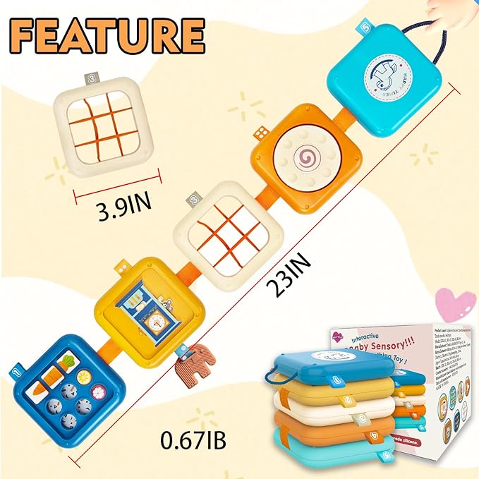weirtoya Busy Board for 1 Year Old, Toddler Travel Toys for Toddler 1-3 Montessori Toys for 1 Year Old Travel Activities Cube Gifts for Baby Boy Girl My First Montessori Busy Board