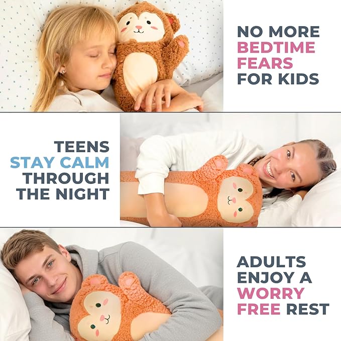Monkey Plush Body Pillow for Kids | Long Stuffed Animal Cuddle Pillow | Soft Hugging Toy | Plushie Gift for Girls & Boys | Long Plush Body Pillow for Sleep & Comfort | Small, 23 Inches
