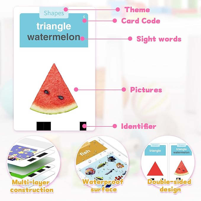 HOMESTEC Toddlers Talking Flash Cards with American Accent & 144 Sight Words, Speech Therapy Toys for 3 4 5 6 Years Old Boys and Girls (Pink)