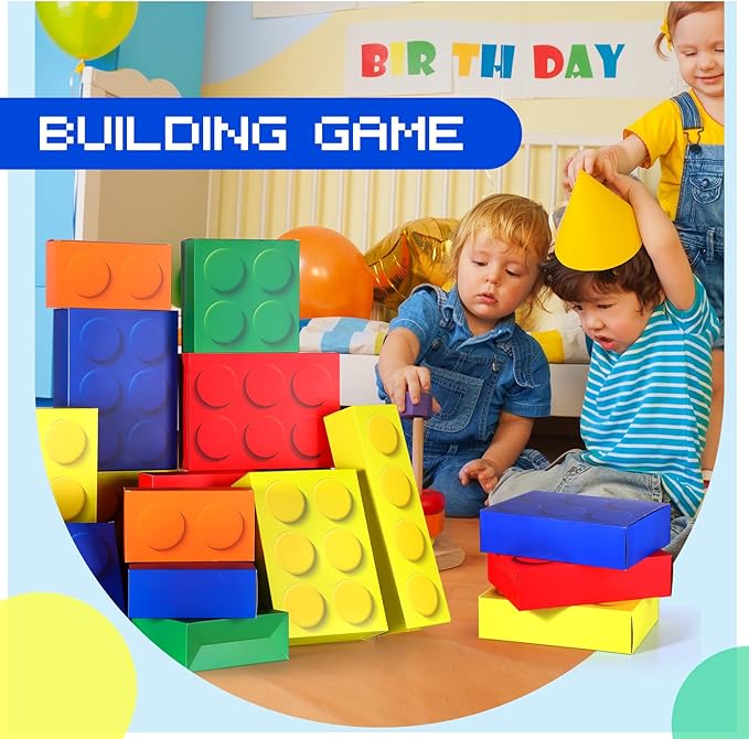 Zhanmai 14 Pcs Paper Building Blocks Boxes in 4 Size Mystery Party Stacking Props Brick Treat Gift Case for Birthday Game Favors Decorations Boys Girls