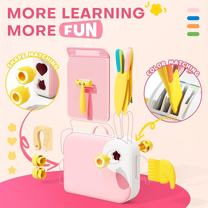 Toddler Girl Cooking Set with Storage Box-Girls Pink Kitchen Set,Safe PP Material Baby Girl Montessori Kitchen Tools for Real Cooking,Dishwasher Safe,Fun Bird-Shaped Little Chef Set