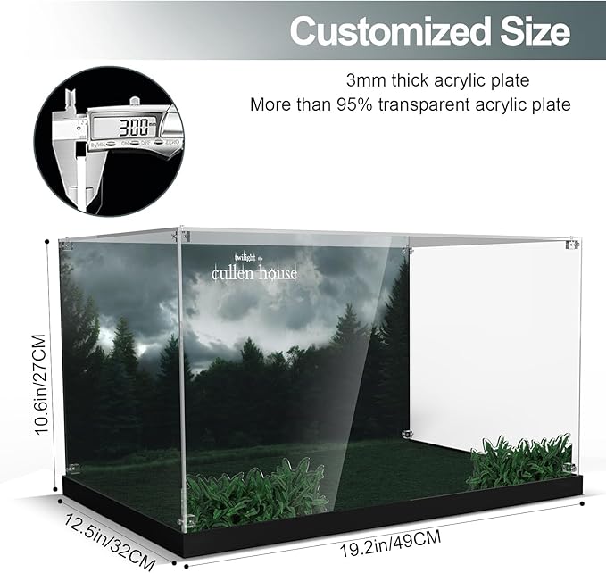 Acrylic Display Case for Lego Twilight The Cullen House (ONLY Box, NOT Model) Clear Dustproof Display Box Compatible with Lego 21354 Building Set