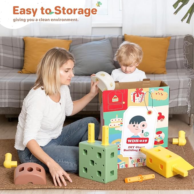 41PCS DIY Jumbo Building Blocks for Kids 3+ Year Old Big Montessori Toys Stacking Blocks, Toddler Developmental Play Toy Set, Birthday Christmas Gifts for Boys & Girls