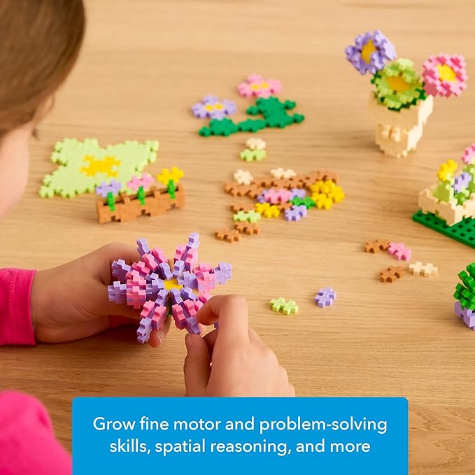 PLUS PLUS Learn to Build Set, Interlocking Mini Building Blocks, 3D Puzzle Construction Stem Toy for Kids - Flower Shop Mix, 400 Pieces