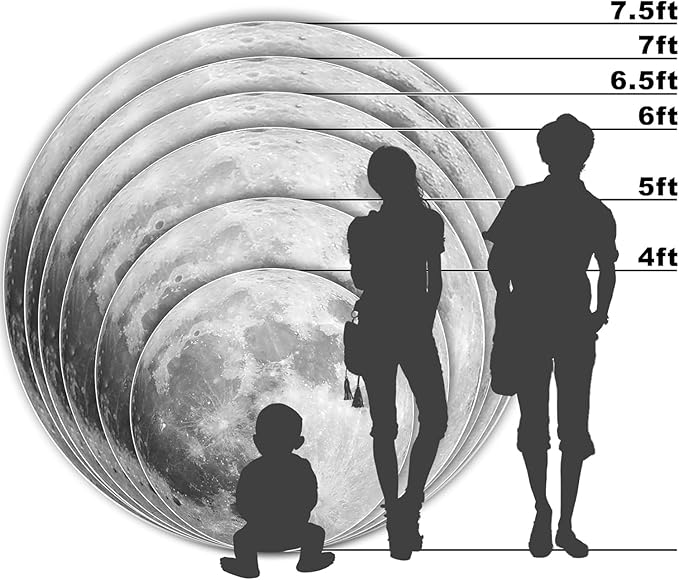 AOFOTO Lunar Surface Round Backdrop Outer Space Background Cover Universe Moon Surface Mysterious Cosmic Planet Photography Background Children Kids Birthday Party Art Portrait Photo Props 7.5x7.5ft