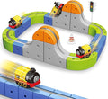 Magnetic Track Car Toys, 55PCS Flexible Race Car Track Sets for Toddlers with Electric Train, Traffic Signs, Kids Train Set Toys for 3 4 5 6 7 8 Year Old Boys Girls Birthday Party Gifts-Small