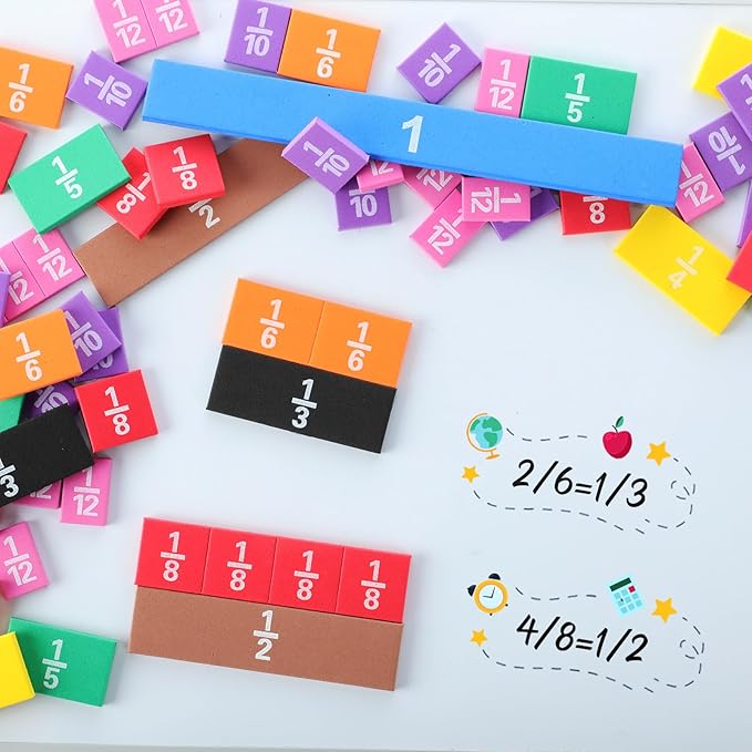 24 Sets Fraction Tiles Set for Math Classroom Fractions Manipulatives Math Learning Manipulatives for Home School Supplies