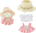 Clothes for Dolls Accessories (No Doll), Kawaii Shirt Skirt Outfit Set 3 Pieces for 15cm 17cm Doll Suit, Stylish Dolls Hat Shirt Clothing Set Replacement Pink