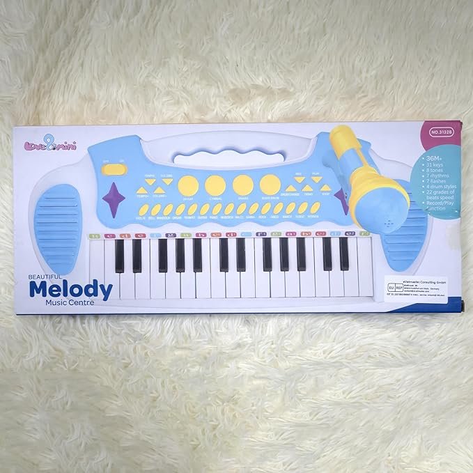 Love&Mini Piano Toy Keyboard for Kids - Baby Girls Toys with 31 Keys and Microphone Musical Instrument Birthday Gift for 3+ Years Old Girls and Boys (Blue)