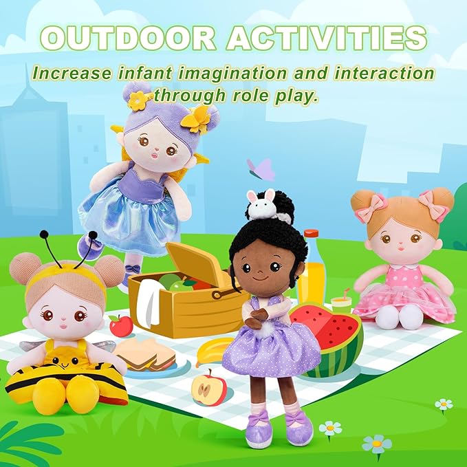 OUOZZZ 13" Soft Baby Doll Toys for 1 + Year Old Girl Gifts, Fairy Dolls Birthday Gifts for 1 Year Old Girl Christmas Plush Toys Gift for Toddler Kids Magic Wings Fairies