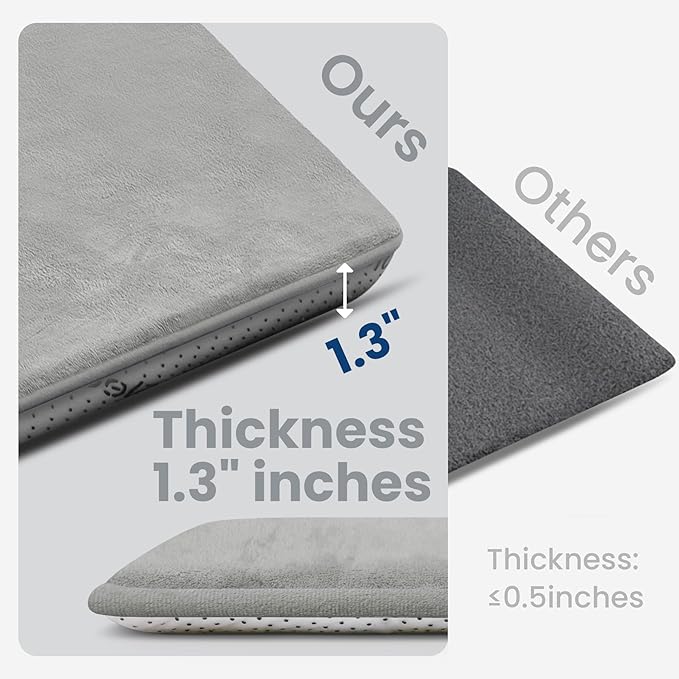 Baby Play Mat for Floor,1.3" Thick Elasti-Foam 50"×50" Playpen Mat for Tummy Time,Water Repellent Soft Coral Velvet for Toddler,Infant,Kids,Non-Slip Backing Safe for Crawling(Light Grey)