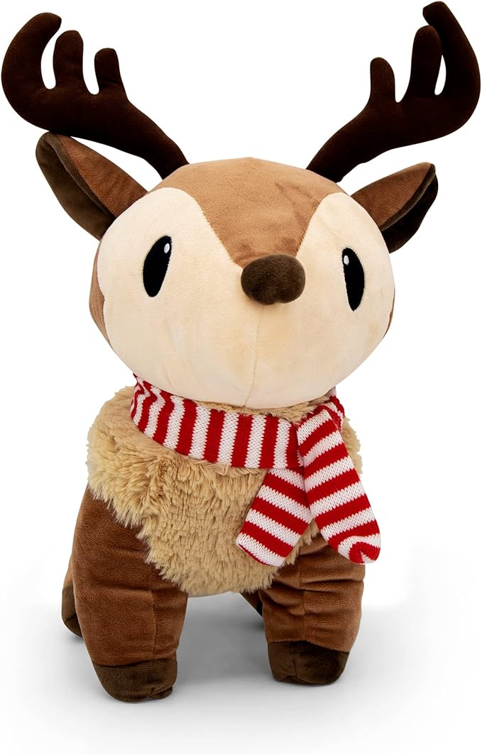 Plush Reindeer Stuffed Animal - Holiday Deer Characters with Antlers Toy - Christmas Decor Animals - Medium Plushie Toys - Ralphie, 14"