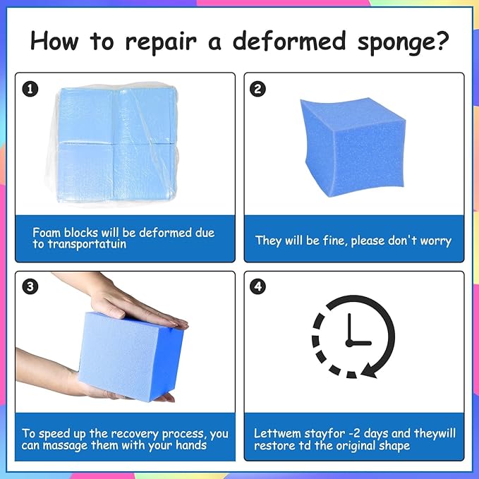 TRENDBOX 24PCS 5" x 5" x 5" Foam Pit Blocks Sponge Cubes Foam Pit Cubes Sponge Blocks for Amusement Park, Gymnastics, Freerunning and Parkour Courses - Dark Blue (New)