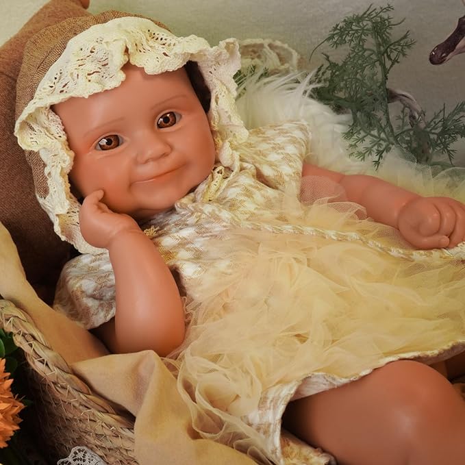 Reborn Baby Dolls Silicone Full Body 18.1in Weighted Real Life Open-Eyes Girl Dolls Lifelike Newborn Baby Soft Body Flexible Limbs Not Vinyl