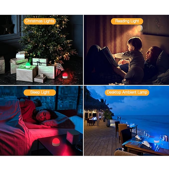 Kintion Night Light, Dimmable 8 Color Portable LED Night Light, 1800mAh Rechargeable Nursery Light Lamp, Soft Eye Caring Warm White, White, Red, Blue, Green Color Lighting for Sleep Aid (White, 2pcs)