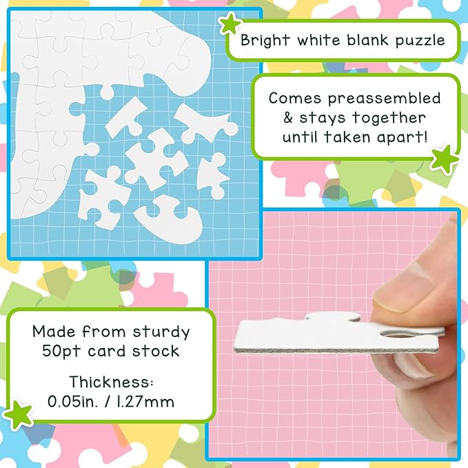 Hygloss 12 Blank Person-Shaped Puzzles – 8.5 x 10.5 Inches – Ideal for All-About-Me Activities – Write, Draw, and Decorate – 26 Pieces Each