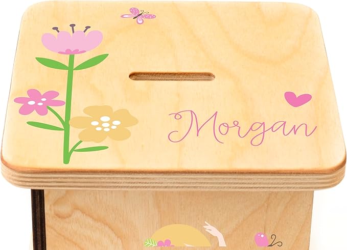 Wooden Piggy Bank for Kids and Adults, Personalized Gift Handmade in USA by BloomOwl, Custom Piggy Bank, Personalized Banks for Kids, Gifts for Baby Boys and Girls (Dance)