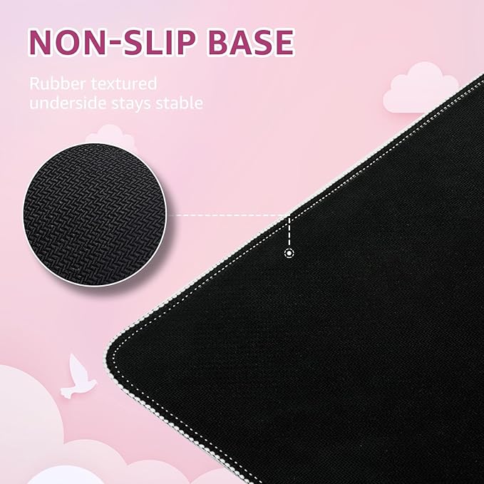 Excel Mouse Pad，Excel Cheat Sheet Desk Pad，Office Power Point Excel Word Shortcut Keys, Gaming Mouse Pad, Non-Slip Rubber Base Mousepad, Stitched Edges, 31.5x11.8 inch for Home Office