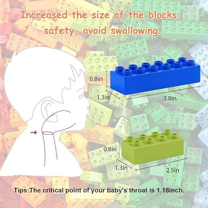Building Blocks Set for Kids with Baseplate Big Building Bricks 101Pcs Classic Bulk Sensory Toy for Kids Toddlers Boys Girls 15 Random Colors Birthday Gift Compatible with Lego All Major Brand