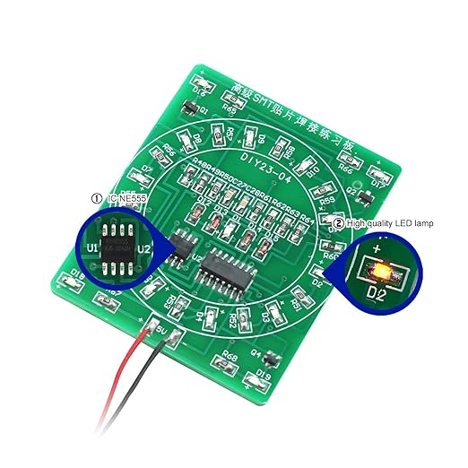 Soldering Practice Kit DIY Green PCB Circulate Flash Red LED SMD SMT Electronics Projects Soldering Kit Simple Welding Skills Learn Soldering Kit for Beginners (02G0402)