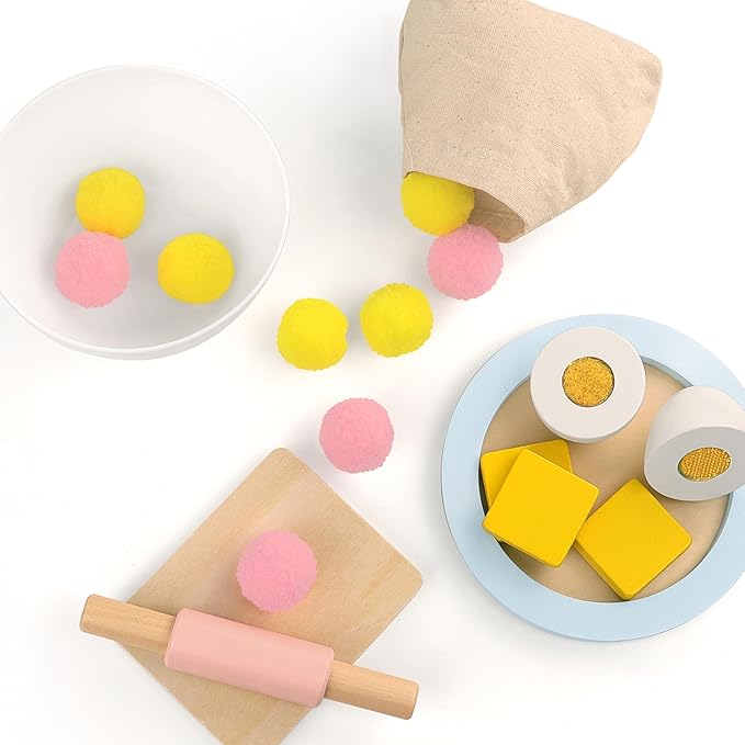 Wooden Stand Mixer Toy for Kids – Pretend Baking Playset with Accessories, Toddler Safe Learning Toy for Early Math & Creativity, Play Kitchen Accessories for Kids Ages 3+