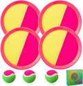 Beach Games, Outdoor Toys for Kids Ages 4-8, Toss and Catch Ball Set, with 4 Paddles 3 Balls, and 1 Storage Bag, Beach Toys Easter Gifts for Kids -2 Pink + 2 Blue