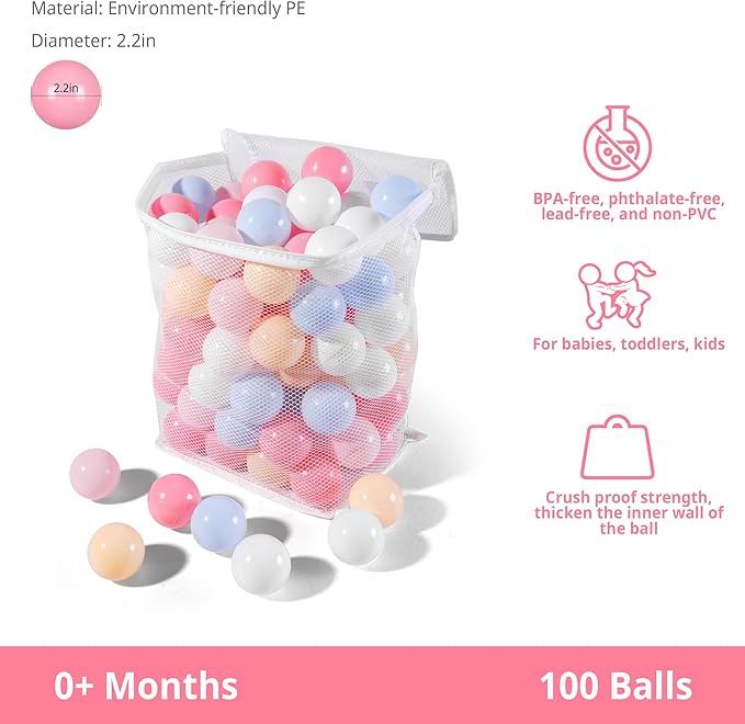 Ball Pit Balls Pack of 100 200 500 - Star and Round Set BPA Free Phthalate Free Non-Toxic Crush Proof Play Balls Soft Plastic Balls for Toddlers Baby Kids Birthday Pool Tent Party